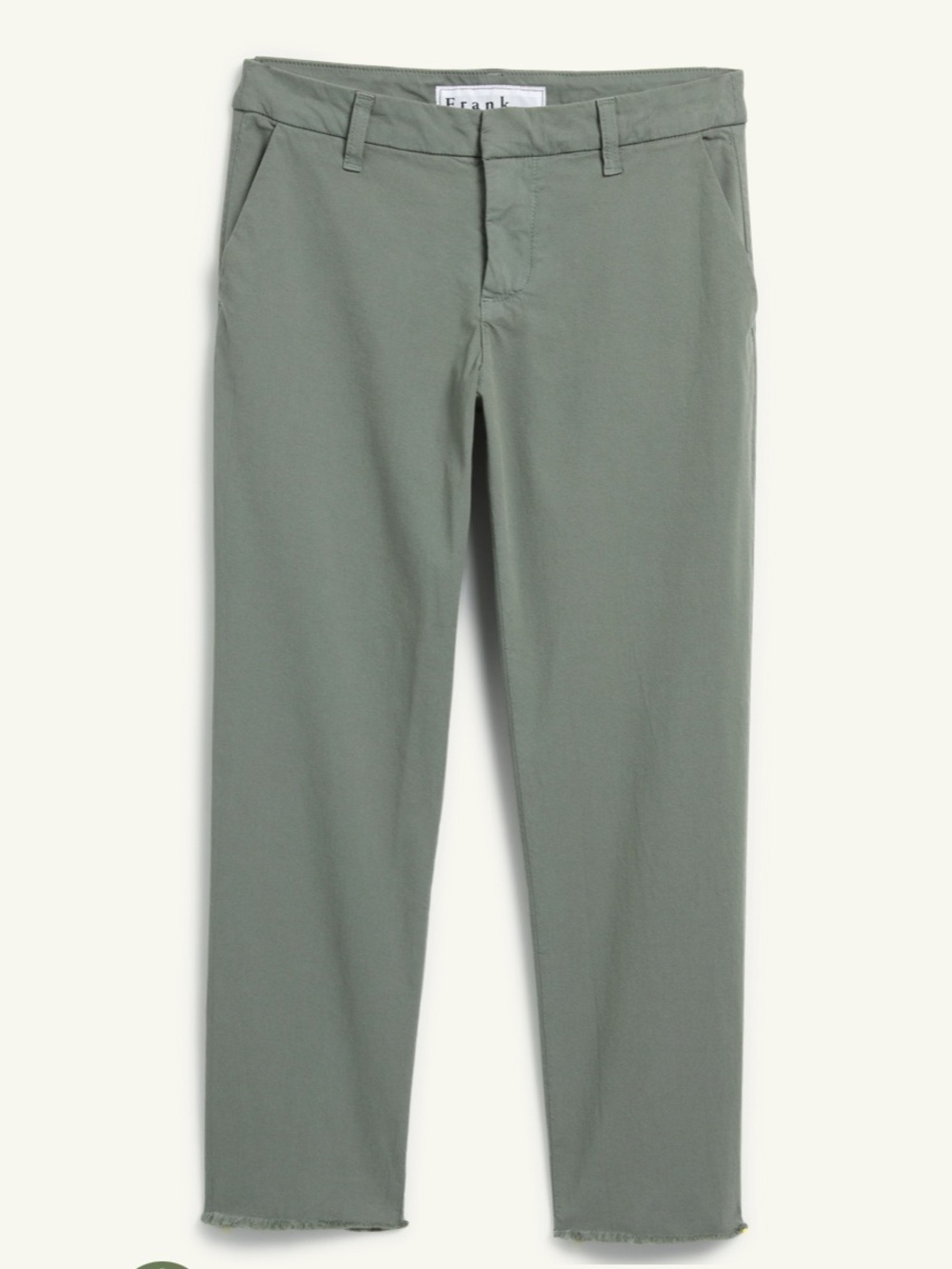 Frank & Eileen Wicklow Rosemary Green Italian Chino Stretch Crop Raw Hem Pants 2